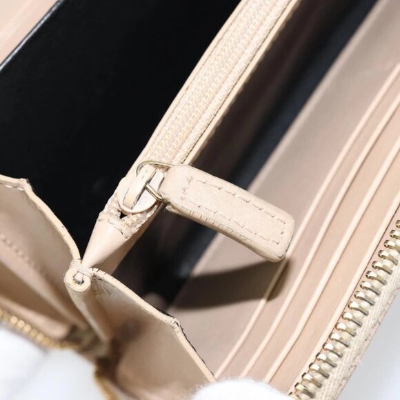 SAINT LAURENT Long Wallet Leather Beige Gold Auth a - Picture 14 of 16